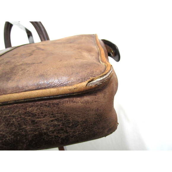 VTG Cole Haan Large Brown Distressed Leather Briefcase Satchel Bag - Picture 6 of 15